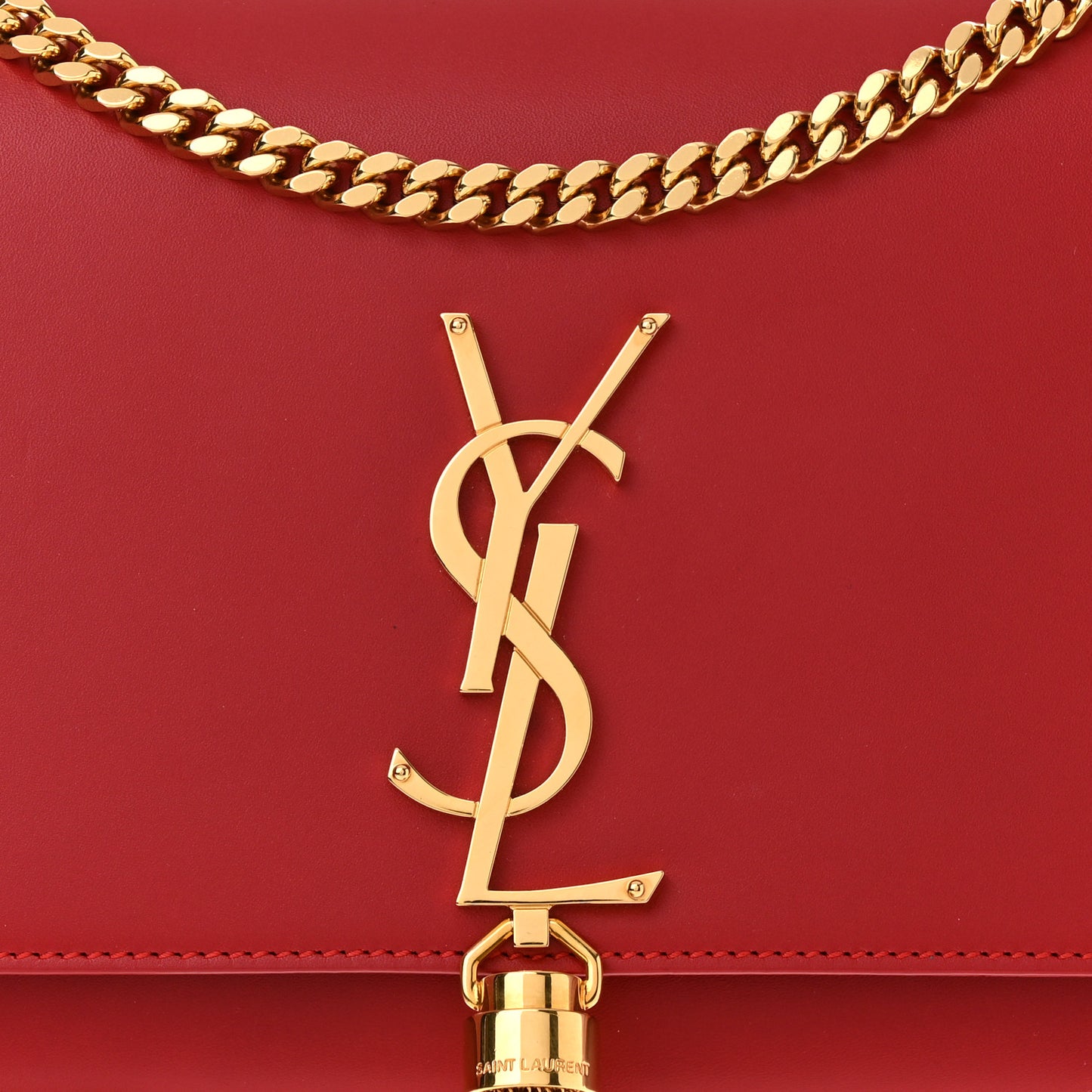 Smooth Calfskin Medium Classic Monogram Kate Tassel Satchel Lipstick Red