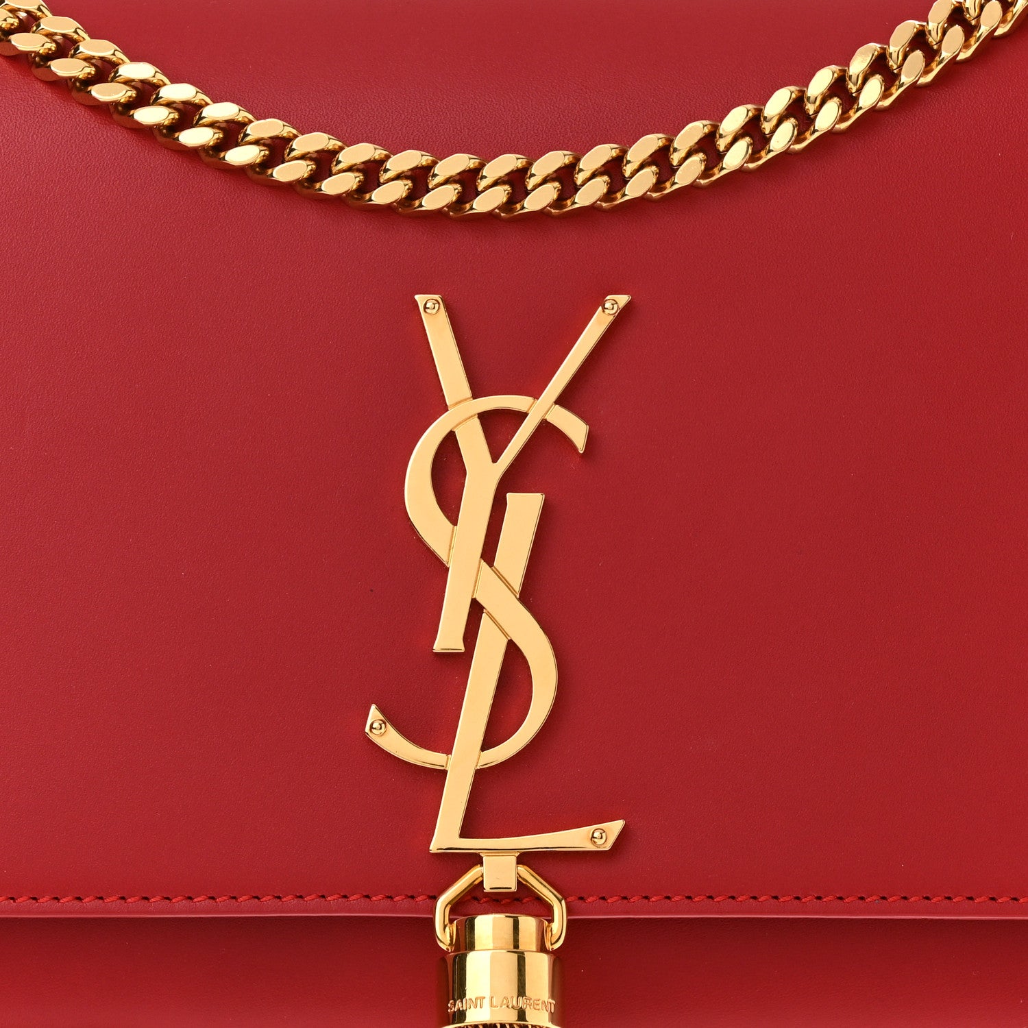 Saint Laurent Smooth Calfskin Medium Classic Monogram Kate Tassel Satchel Lipstick Red 7 of 10