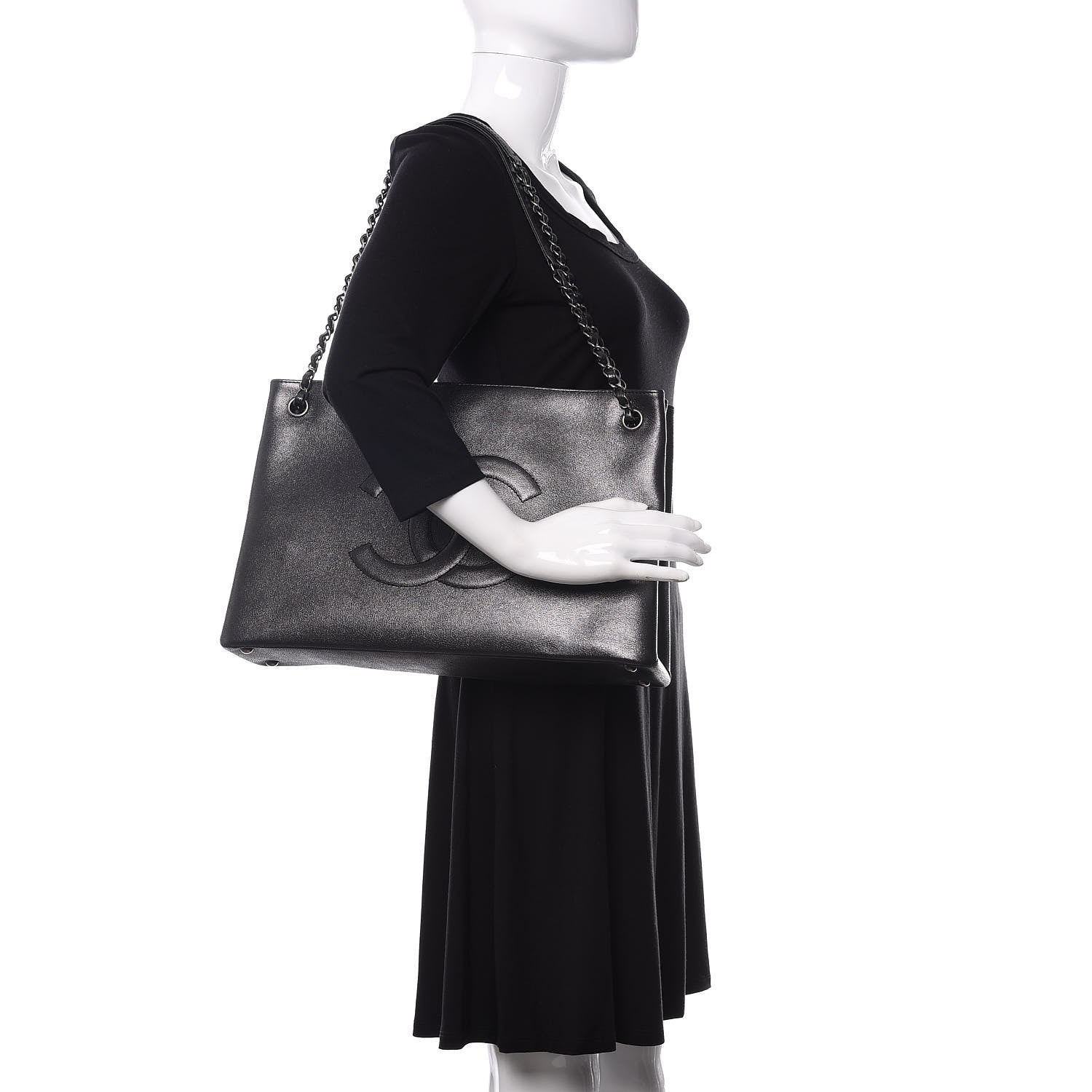 Chanel Iridescent Calfskin CC East West Shopping Tote Grey 2 of 11