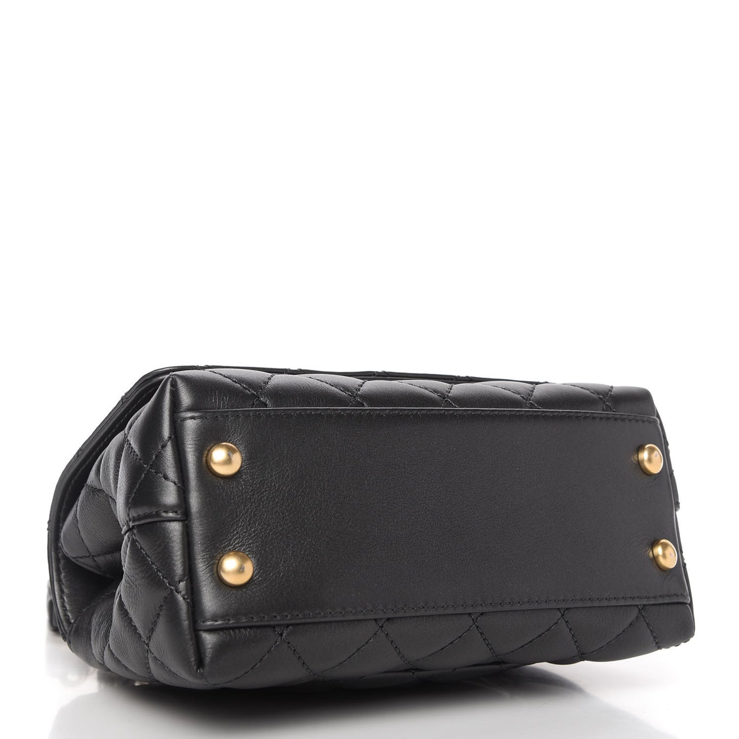 Calfskin Strass Quilted Extra Mini Coco Handle Flap Dark Silver