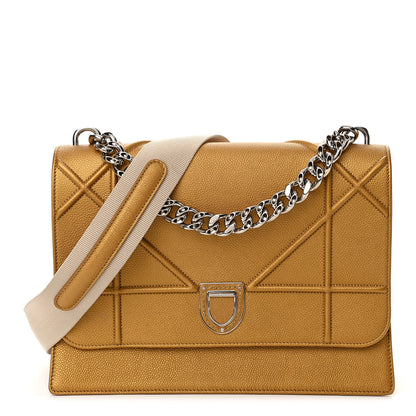 Christian Dior Metallic Grained Calfskin Diorama Satchel Gold 1 of 11