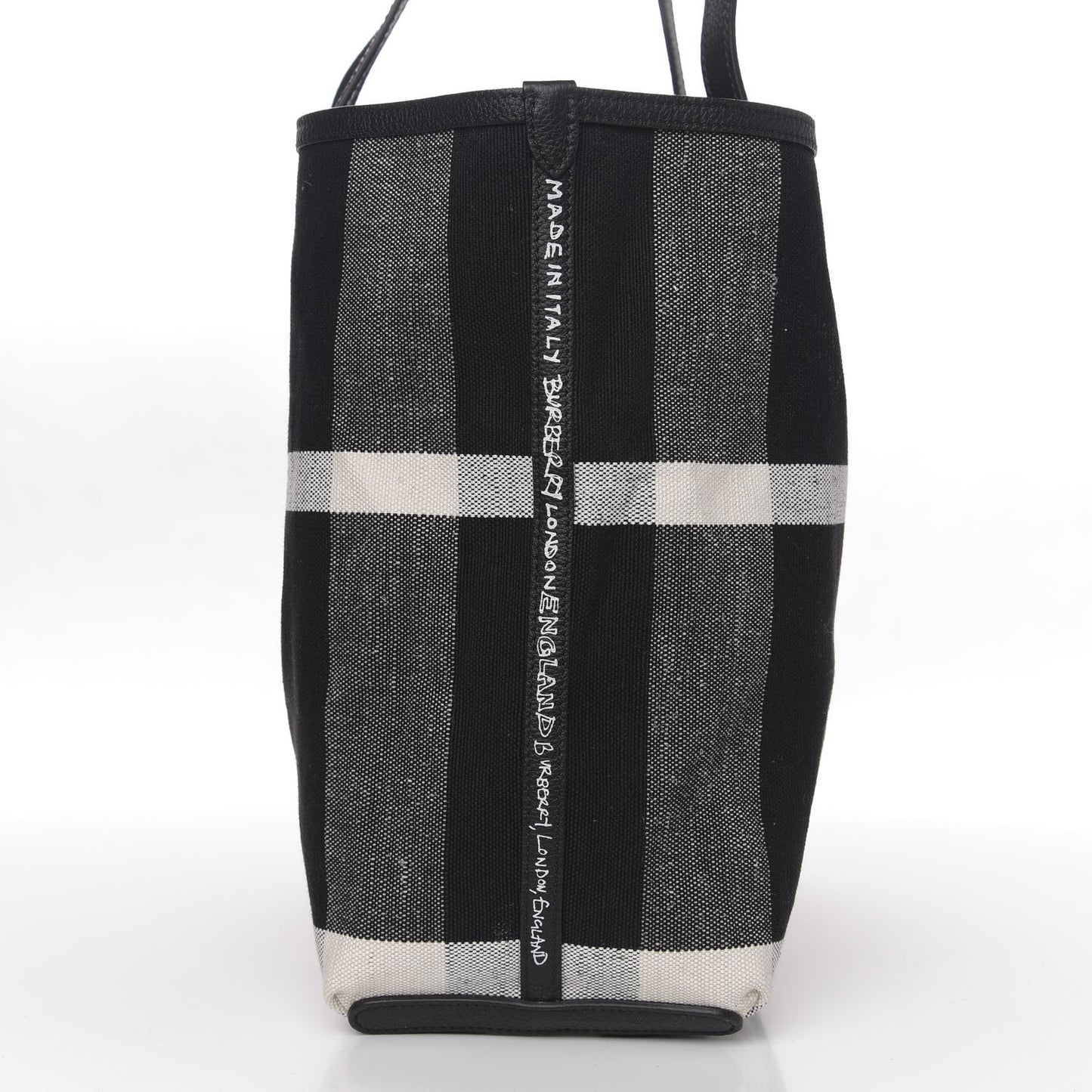 Coated Canvas Mega Check Medium Doodle Tote Black White