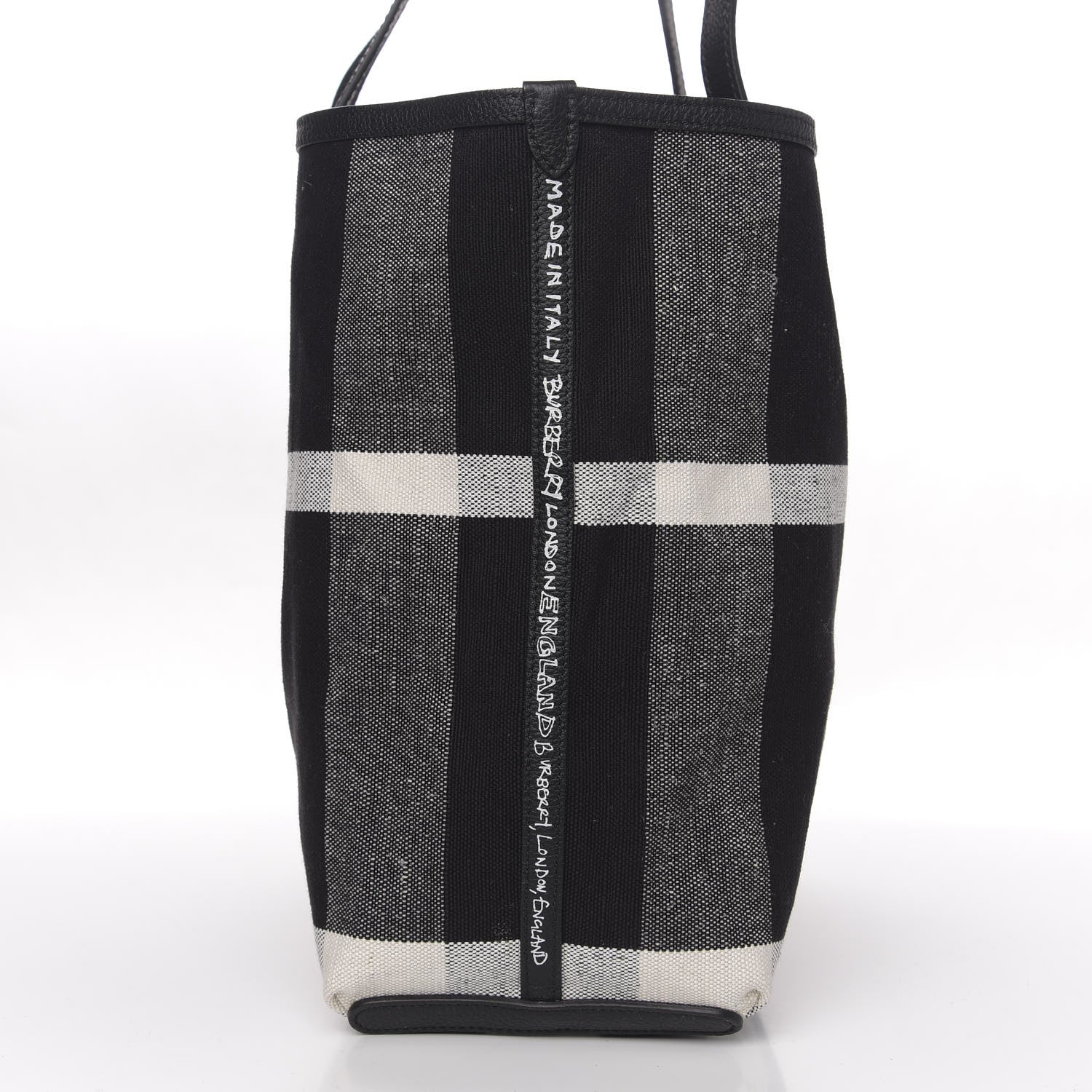 Burberry Coated Canvas Mega Check Medium Doodle Tote Black White 10 of 15