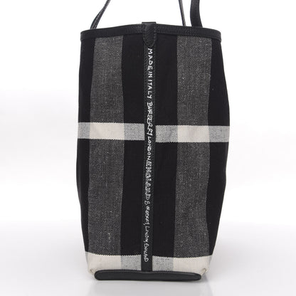 Burberry Coated Canvas Mega Check Medium Doodle Tote Black White 10 of 15