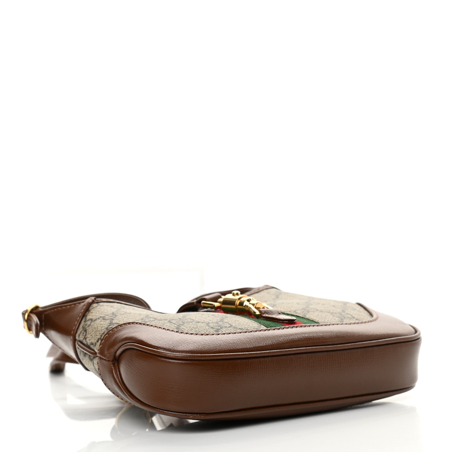 Gucci GG Supreme Monogram Azalea Calfskin Web Mini Jackie 1961 Hobo Beige Ebony Brown Sugar 3 of 10