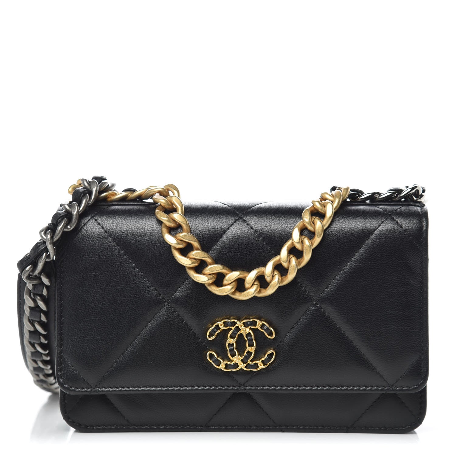 Chanel Goatskin Quilted 19 Wallet On Chain WOC Black 1 of 10