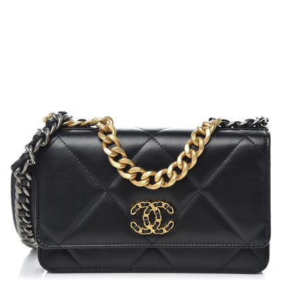 Chanel Goatskin Quilted 19 Wallet On Chain WOC Black 1 of 10