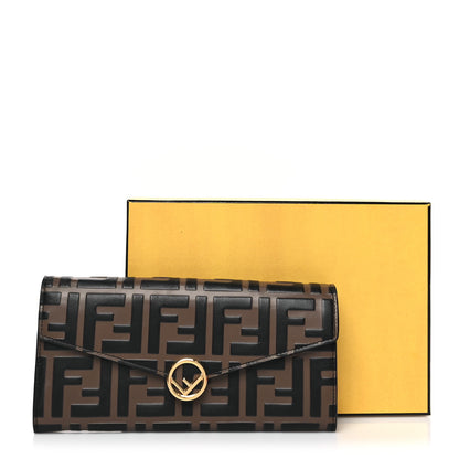 Fendi Vitello Soft F is Fendi Bi-Color FF 1974 Embossed Continental Envelope Wallet Maya Black 11 of 11