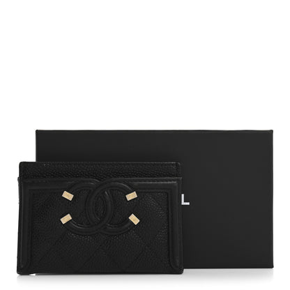 Chanel Caviar Quilted Filigree Card Holder Black 13 of 13