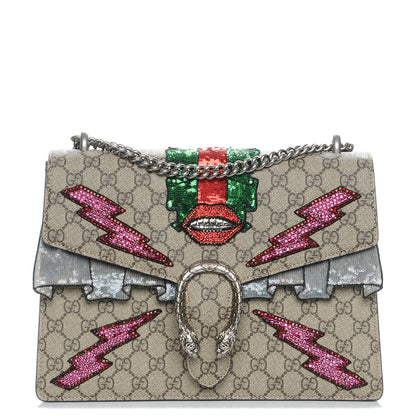 Gucci GG Supreme Monogram Lightning Embroidered Medium Dionysus Shoulder Bag Beige 1 of 10