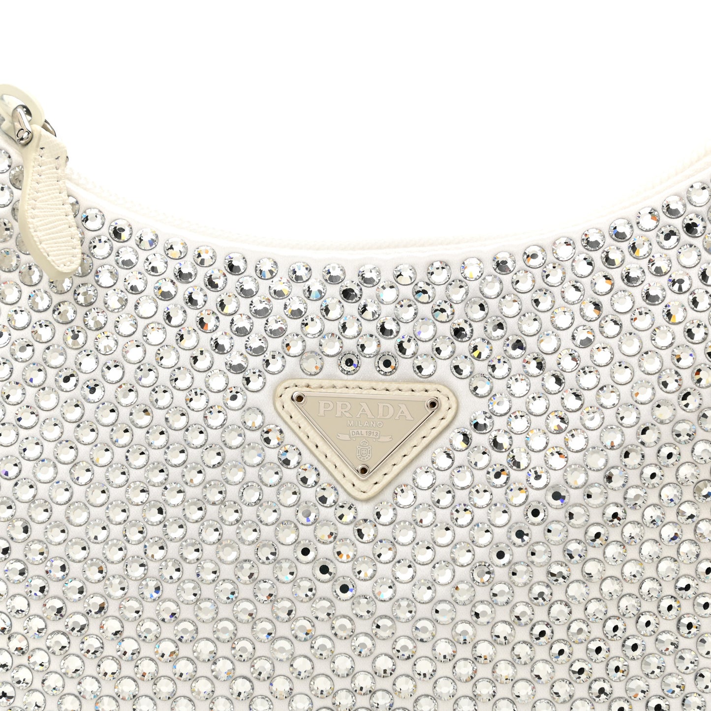 Satin Crystal Mini Re-Edition 2000 Bag White