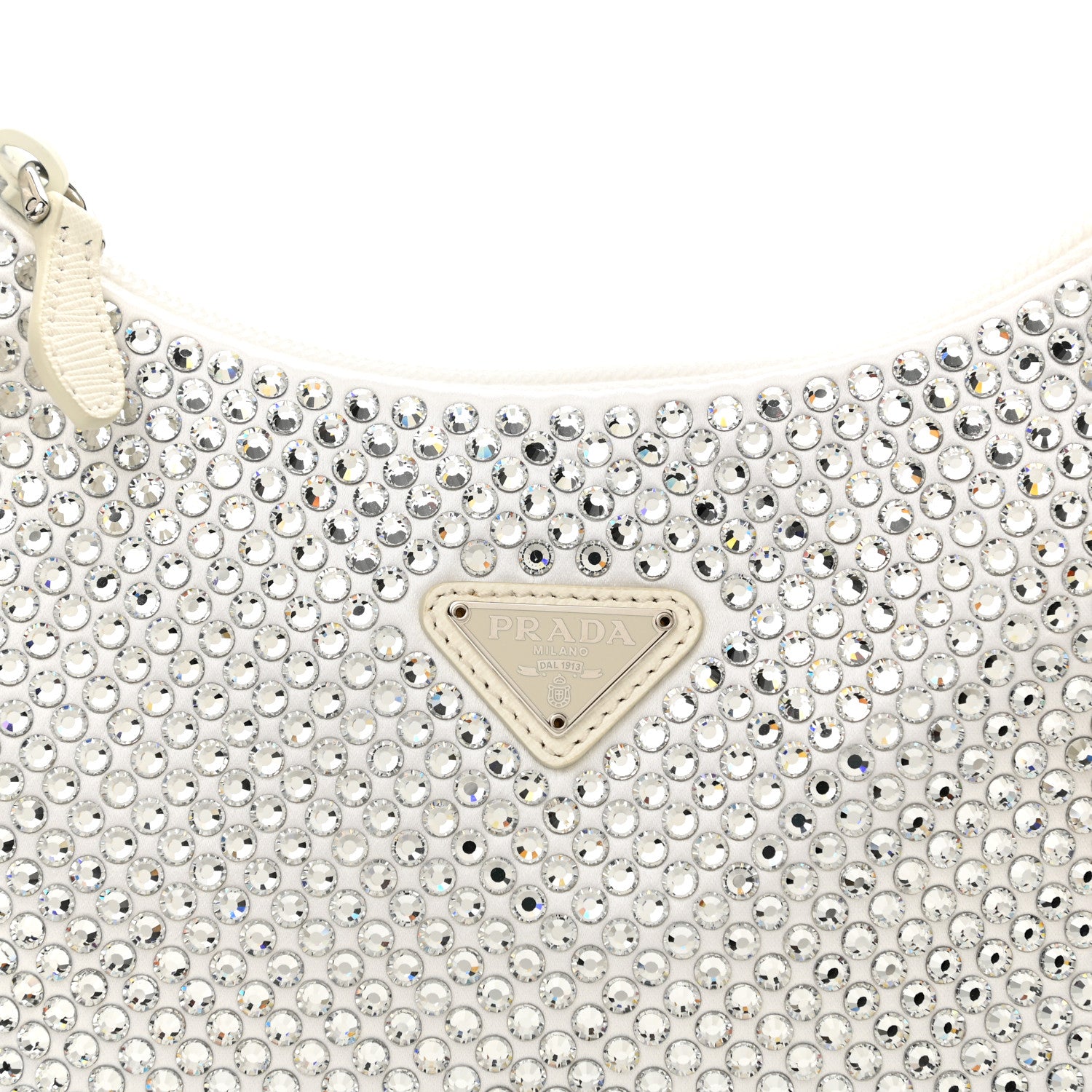 Prada Satin Crystal Mini Re-Edition 2000 Bag White 8 of 12