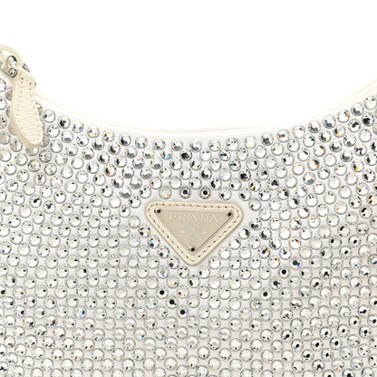 Prada Satin Crystal Mini Re-Edition 2000 Bag White 8 of 12
