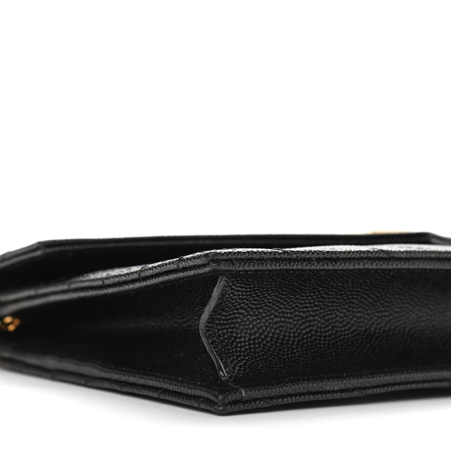 Grain De Poudre Matelasse Chevron Monogram Envelope Chain Wallet Black