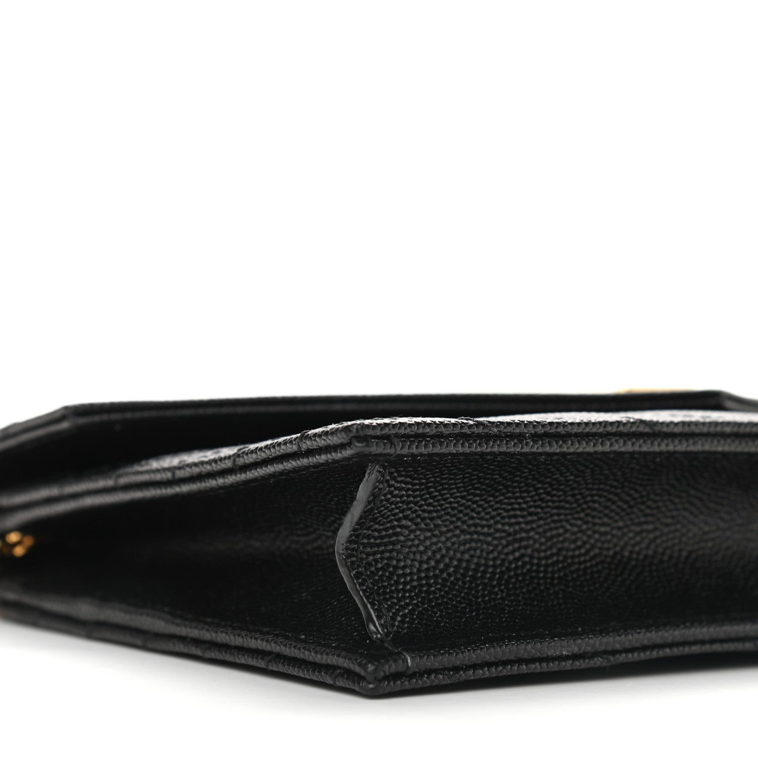 Saint Laurent Grain De Poudre Matelasse Chevron Monogram Envelope Chain Wallet Black 8 of 9