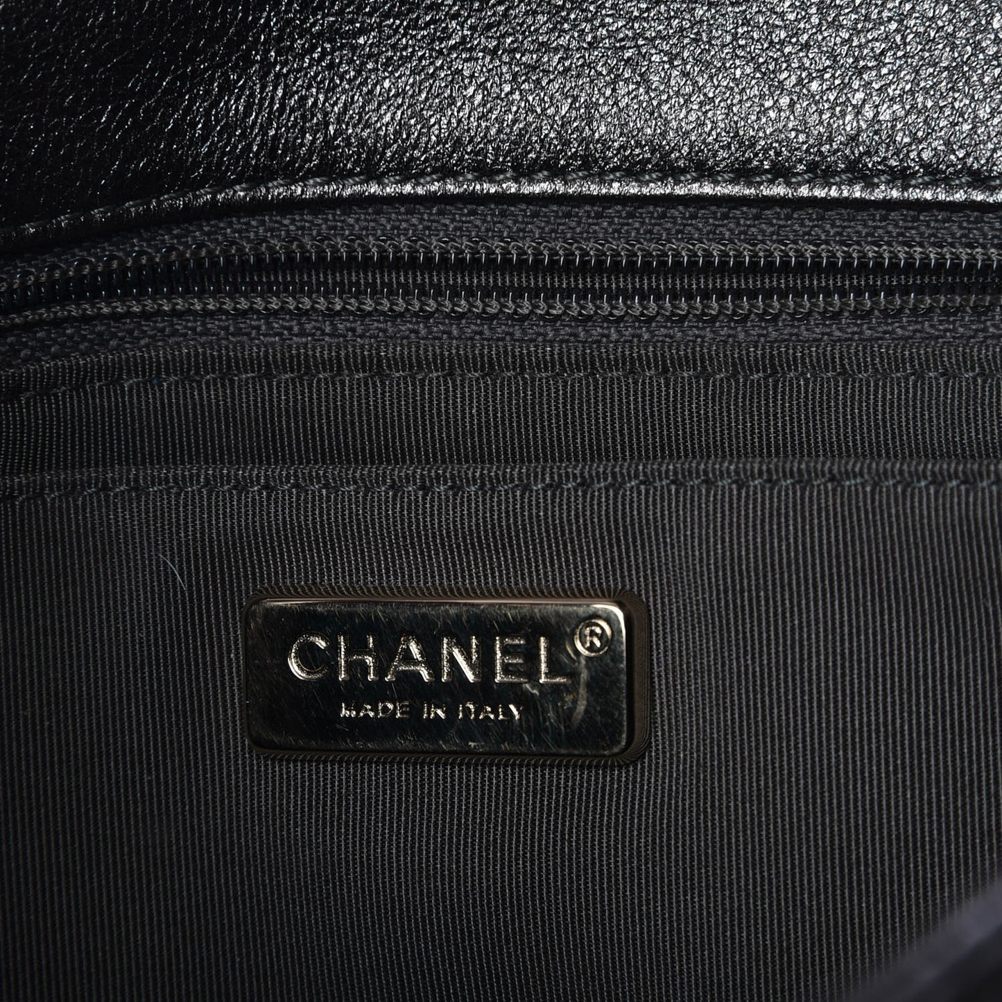 Metallic Lambskin Perforated Quilted Medium CC Medals Flap Grey