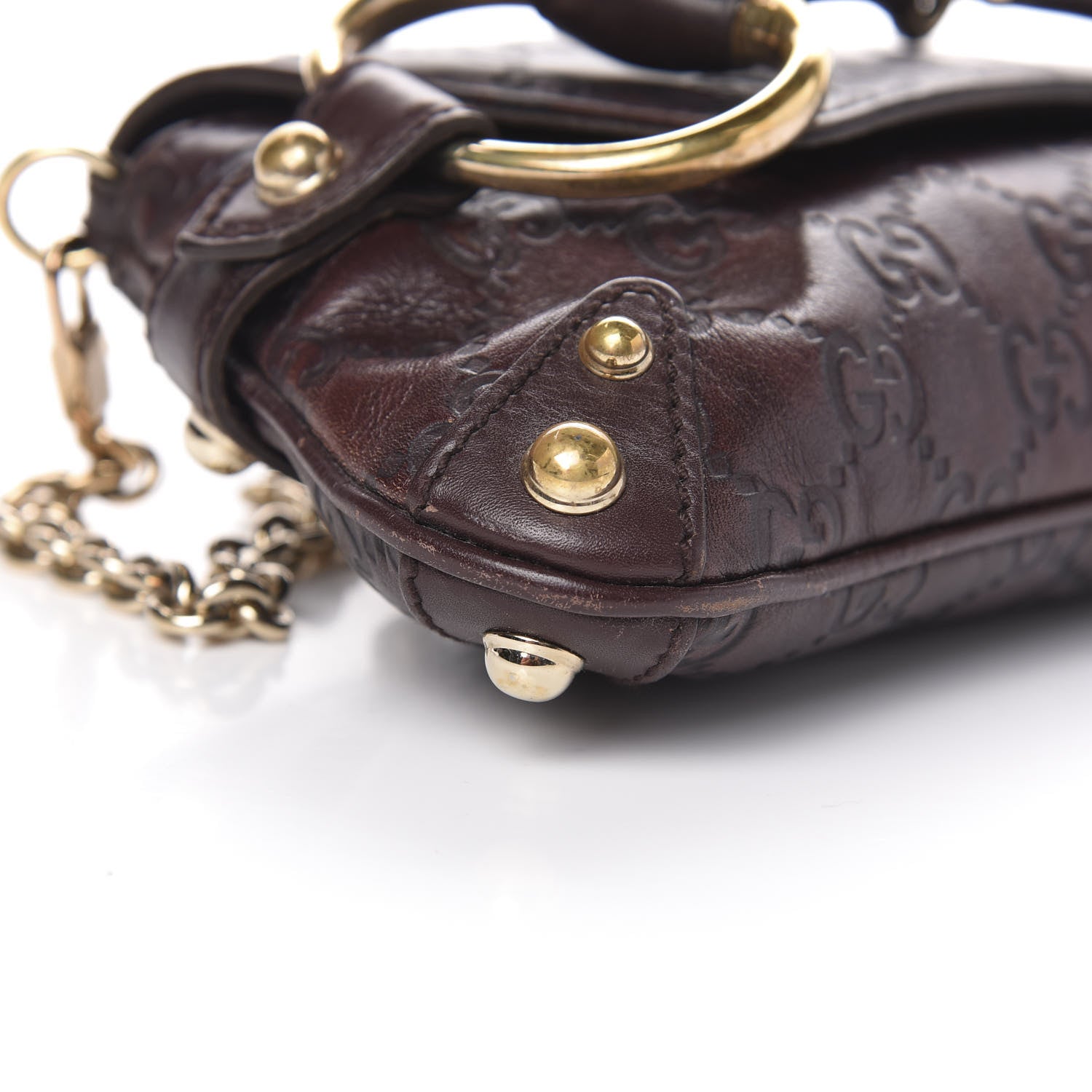 Gucci Guccissima Small Horsebit Chain Clutch Chocolate 11 of 14