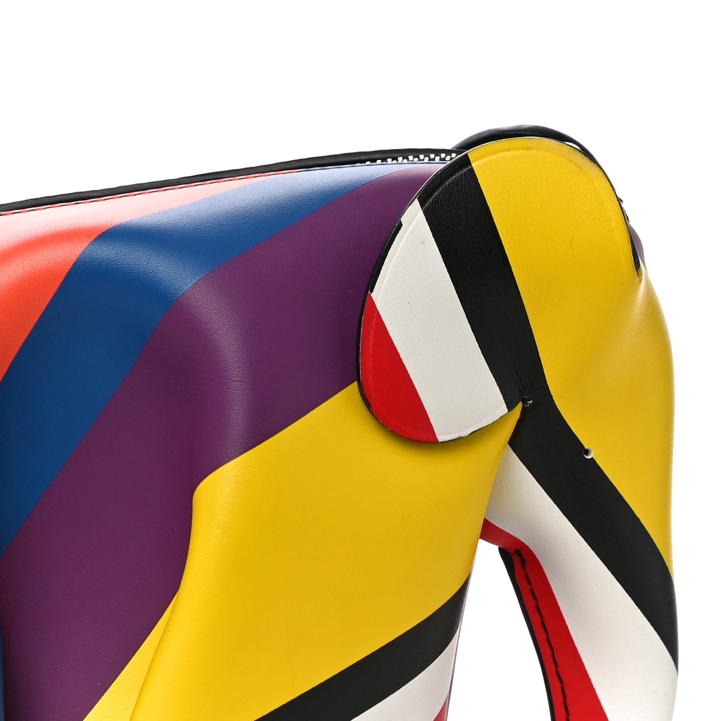 Calfskin Mini Striped Elephant Crossbody Bag Multicolor