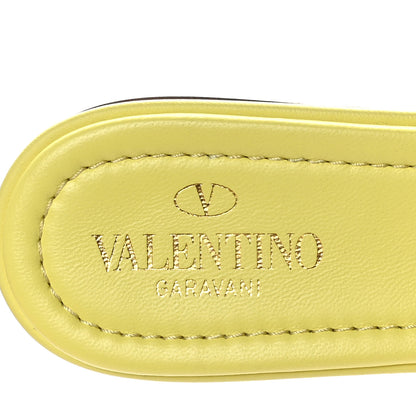 Valentino Garavani Nappa Roman Stud Flat Slide Sandals 37 Lime Sorbet 8 of 9