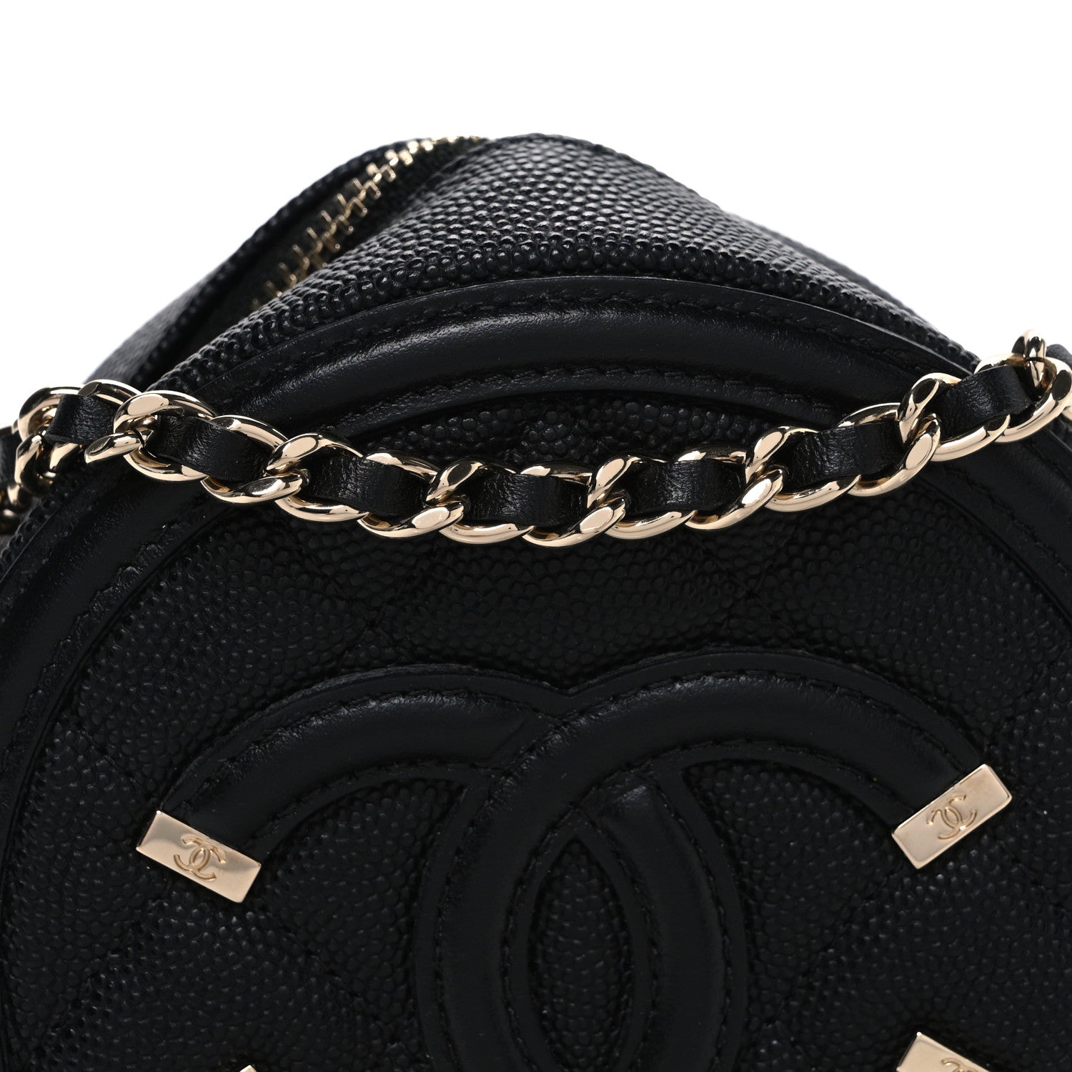 Chanel Caviar Quilted Round Filigree Crossbody Black 8 of 10