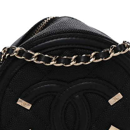 Chanel Caviar Quilted Round Filigree Crossbody Black 8 of 10