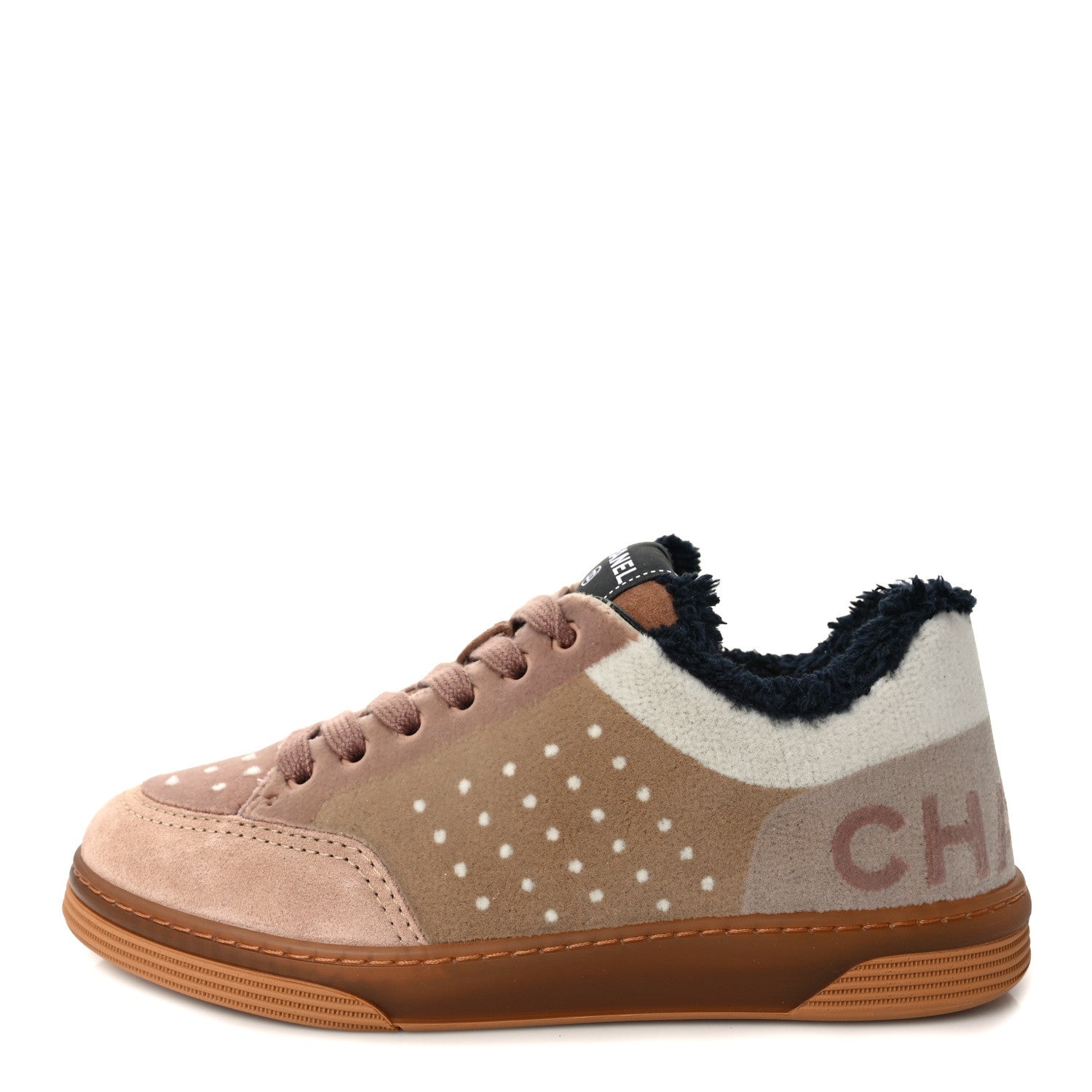 Chanel Fabric Suede Calfskin Logo Sneakers 36 Light Beige 1 of 9