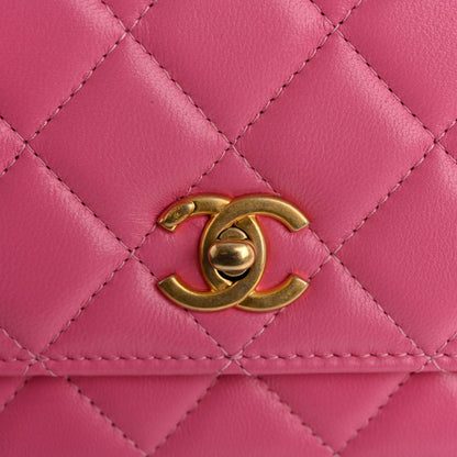 Chanel Lambskin Quilted CC Pearl Crush Wallet on Chain WOC Pink 12 of 13