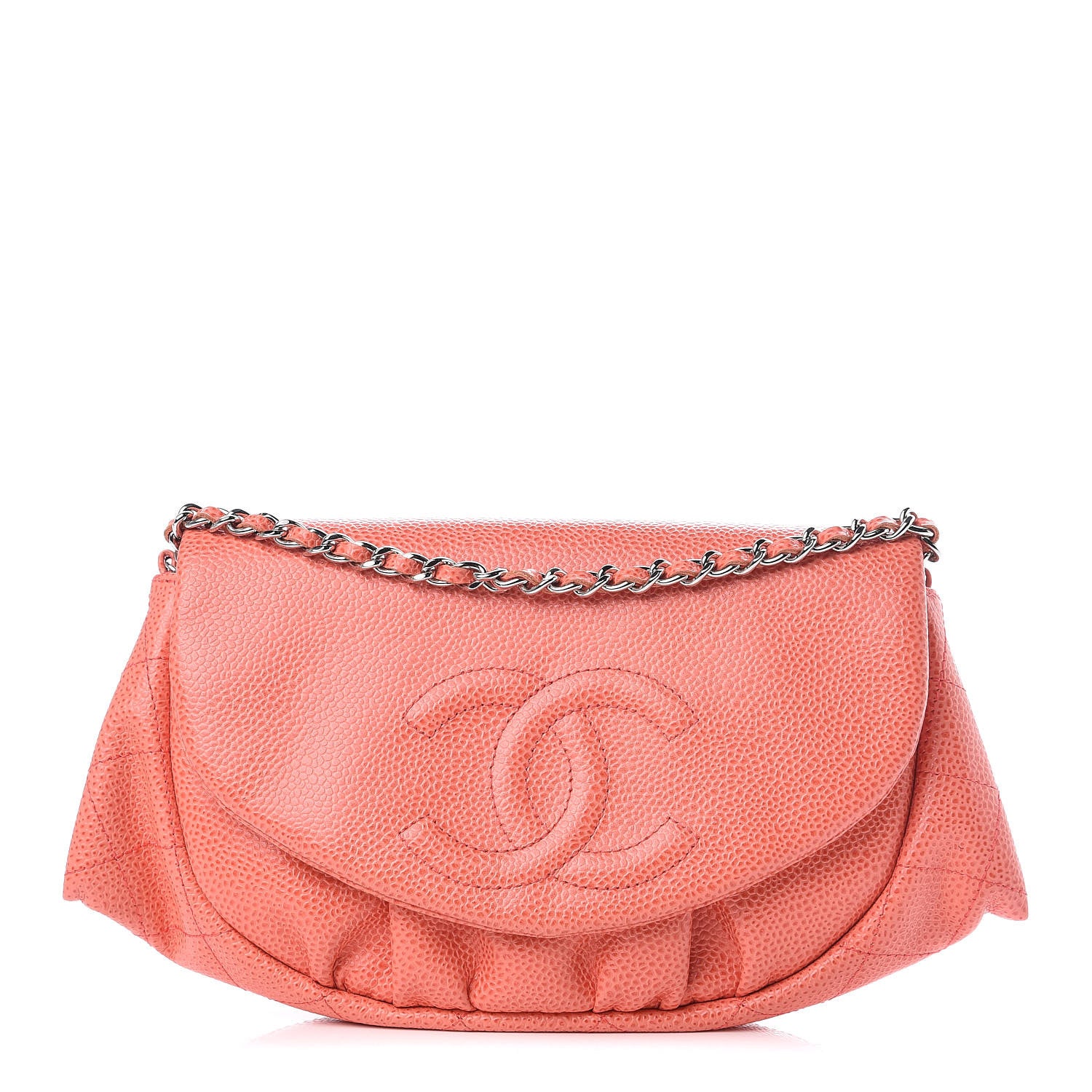 Chanel Caviar Half Moon Wallet On Chain WOC Coral 1 of 11