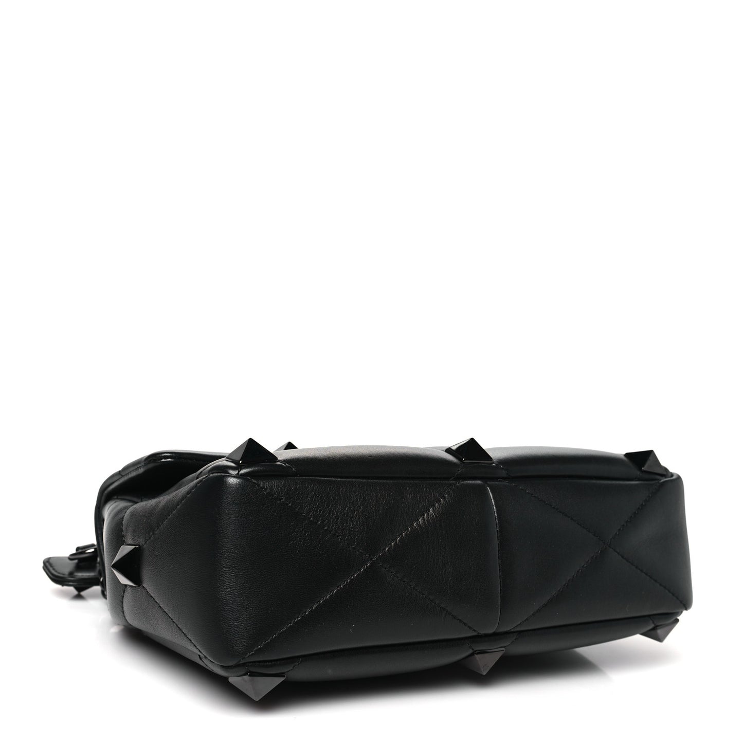 Nappa Monochrome Large Roman Stud Shoulder Bag  Black