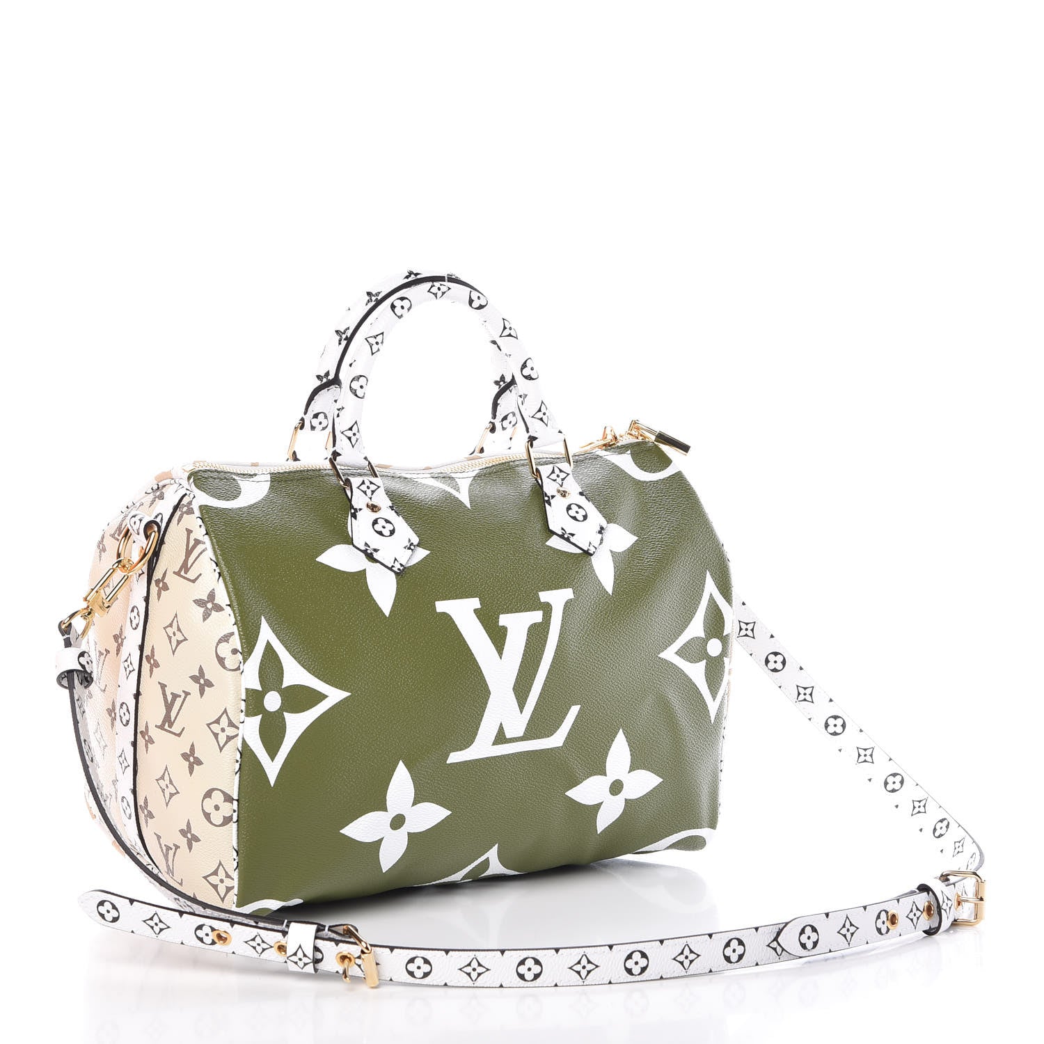 Louis Vuitton Monogram Giant Speedy Bandouliere 30 Kaki Beige 3 of 9