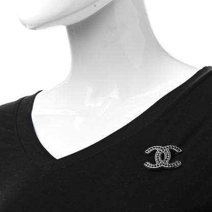 Chanel Metal Crystal CC Brooch Silver Black 2 of 4
