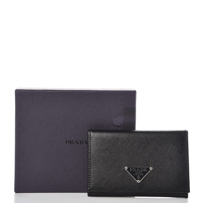 Prada Saffiano Bi-Fold Card Holder Wallet Black 8 of 8