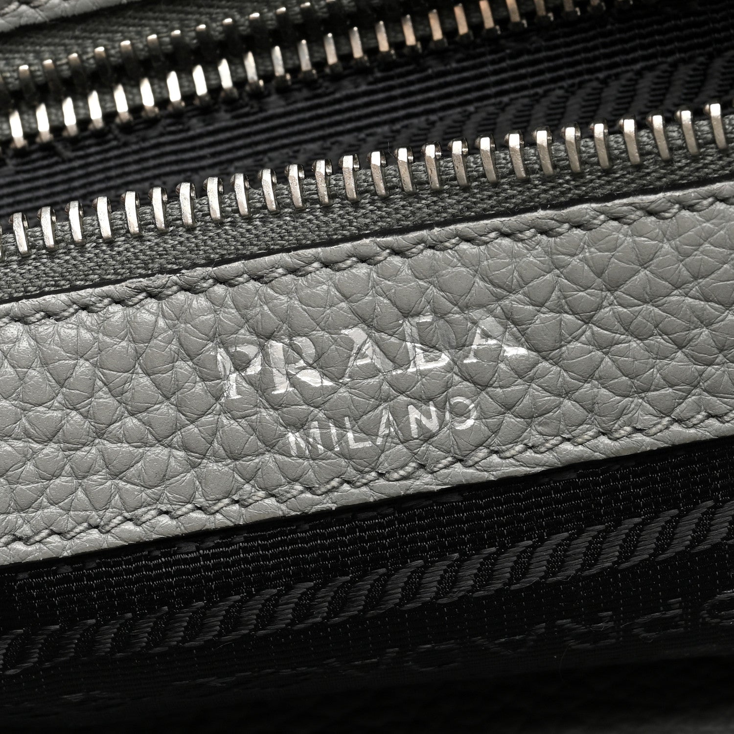 Prada Vitello Phenix Embossed Logo Hobo Argilla 6 of 9