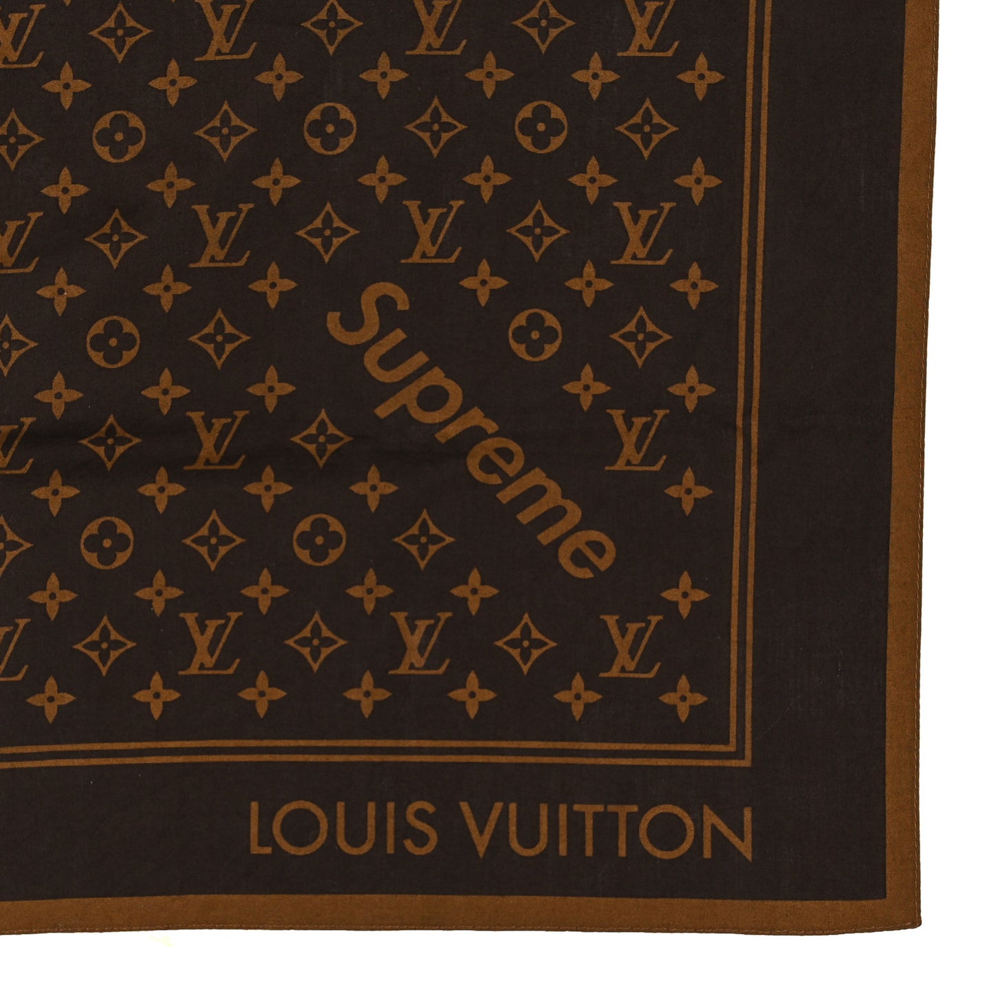 X Supreme Cotton Monogram Bandana Scarf Brown