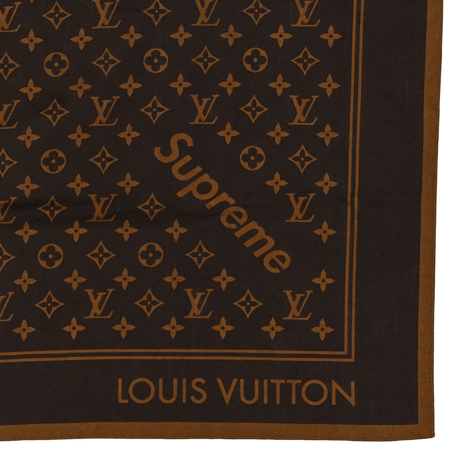 Louis Vuitton X Supreme Cotton Monogram Bandana Scarf Brown 2 of 3