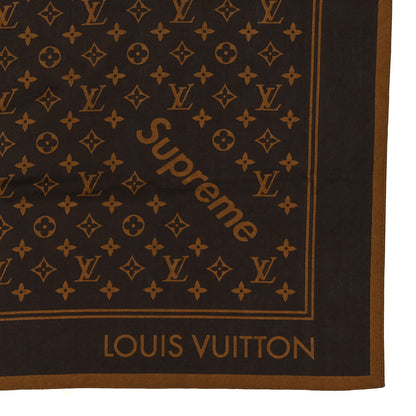 Louis Vuitton X Supreme Cotton Monogram Bandana Scarf Brown 2 of 3
