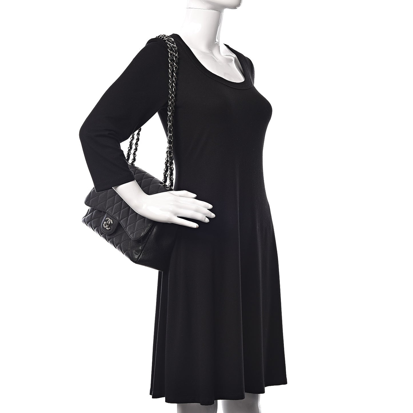 Caviar Quilted Jumbo Single Flap Black