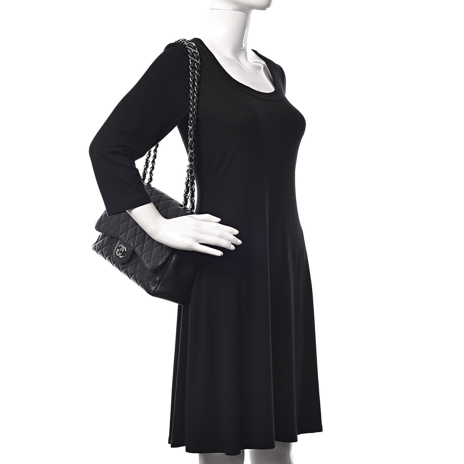 Chanel Caviar Quilted Jumbo Single Flap Black 2 of 10