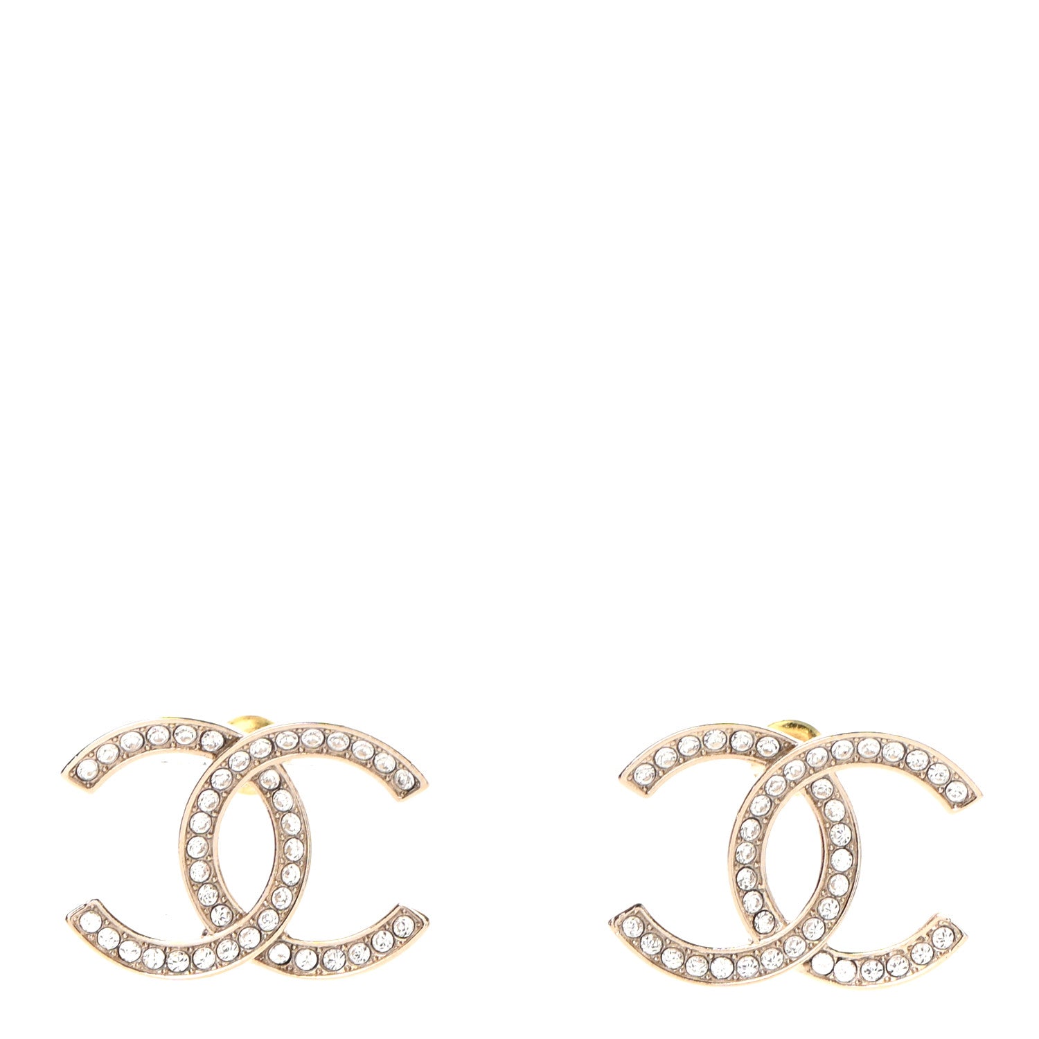 Chanel Crystal CC Earrings Gold 1 of 4