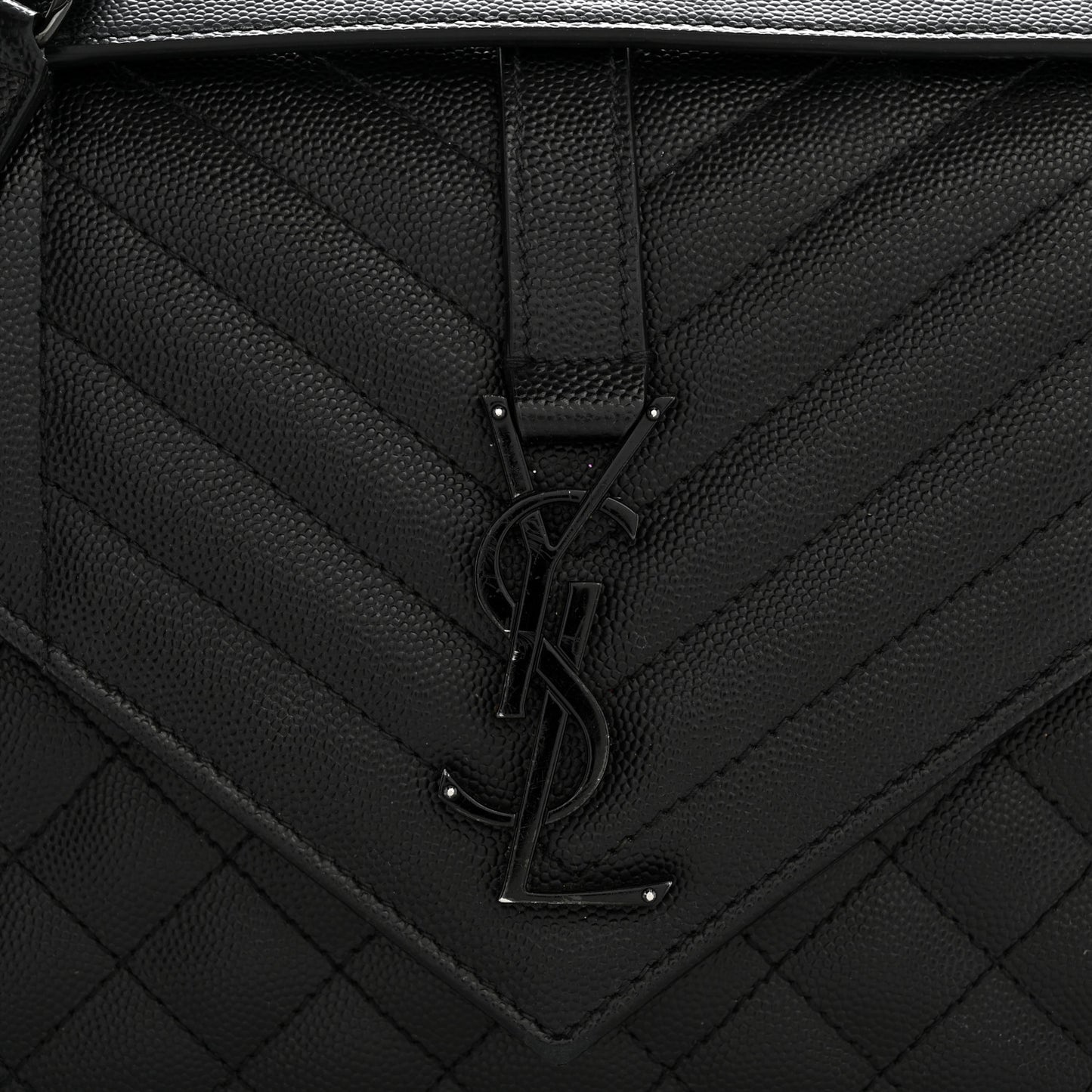 Grain De Poudre Textured Mixed Matelasse Triquilt Medium Monogram Monochrome Satchel Black