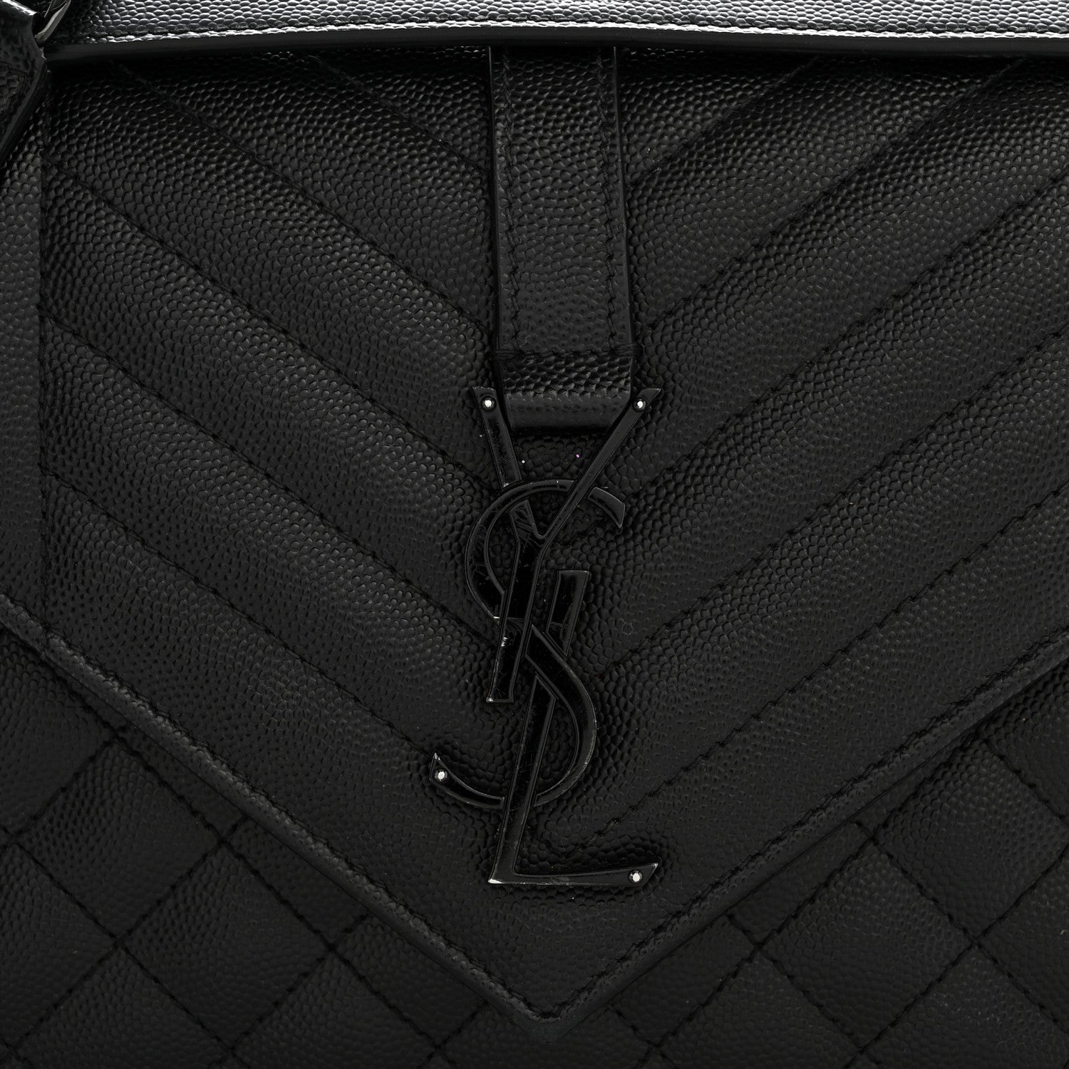 Saint Laurent Grain De Poudre Textured Mixed Matelasse Triquilt Medium Monogram Monochrome Satchel Black 11 of 13