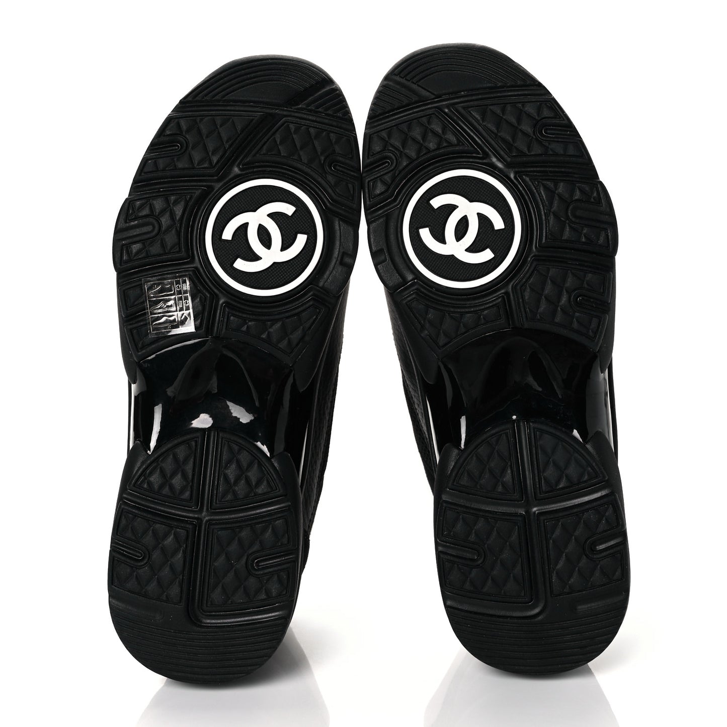 Mesh Suede Grained Calfskin Womens CC Sneakers 40 Black White