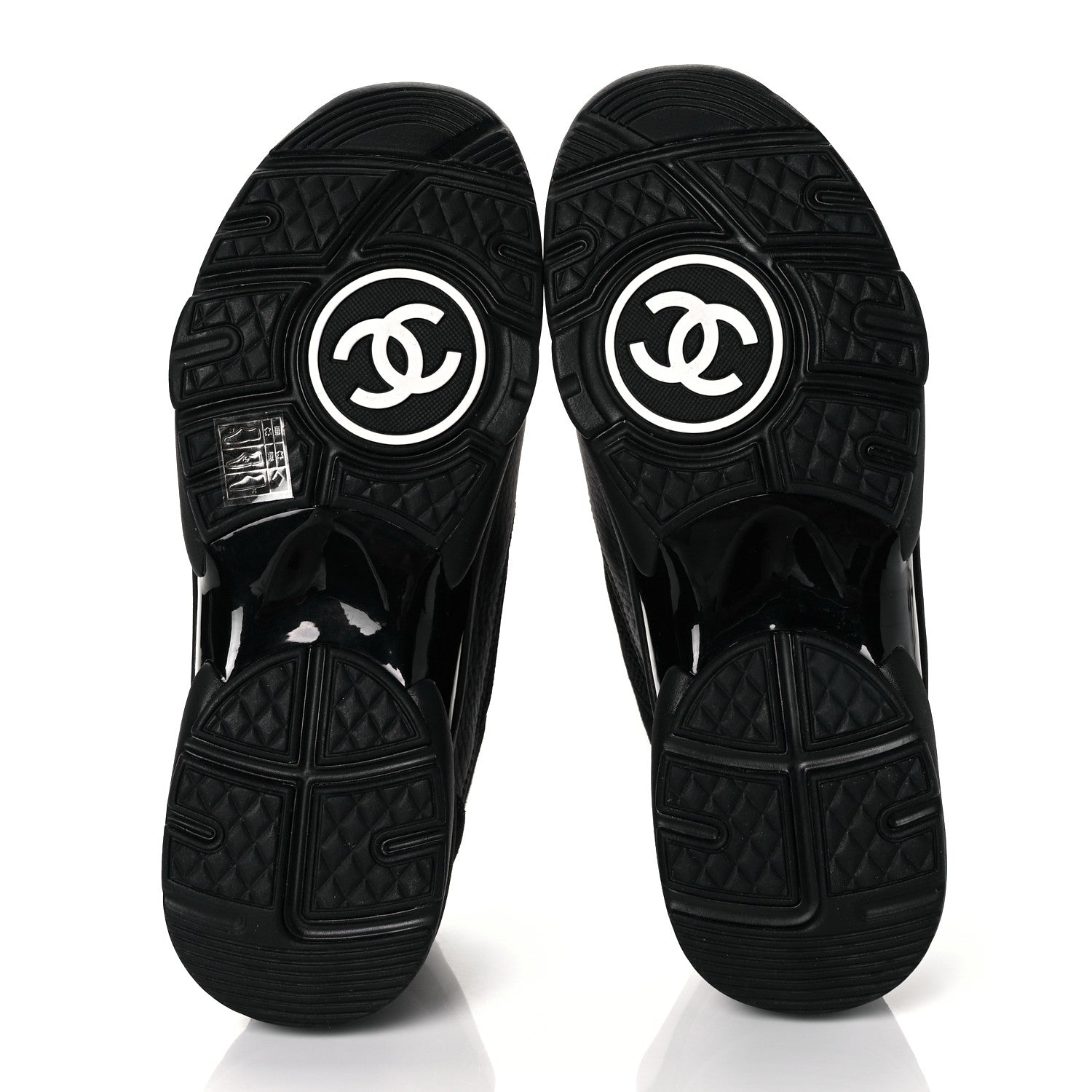 Chanel Mesh Suede Grained Calfskin Womens CC Sneakers 40 Black White 5 of 8