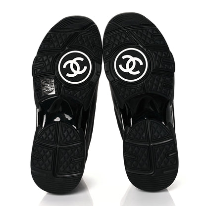 Chanel Mesh Suede Grained Calfskin Womens CC Sneakers 40 Black White 5 of 8