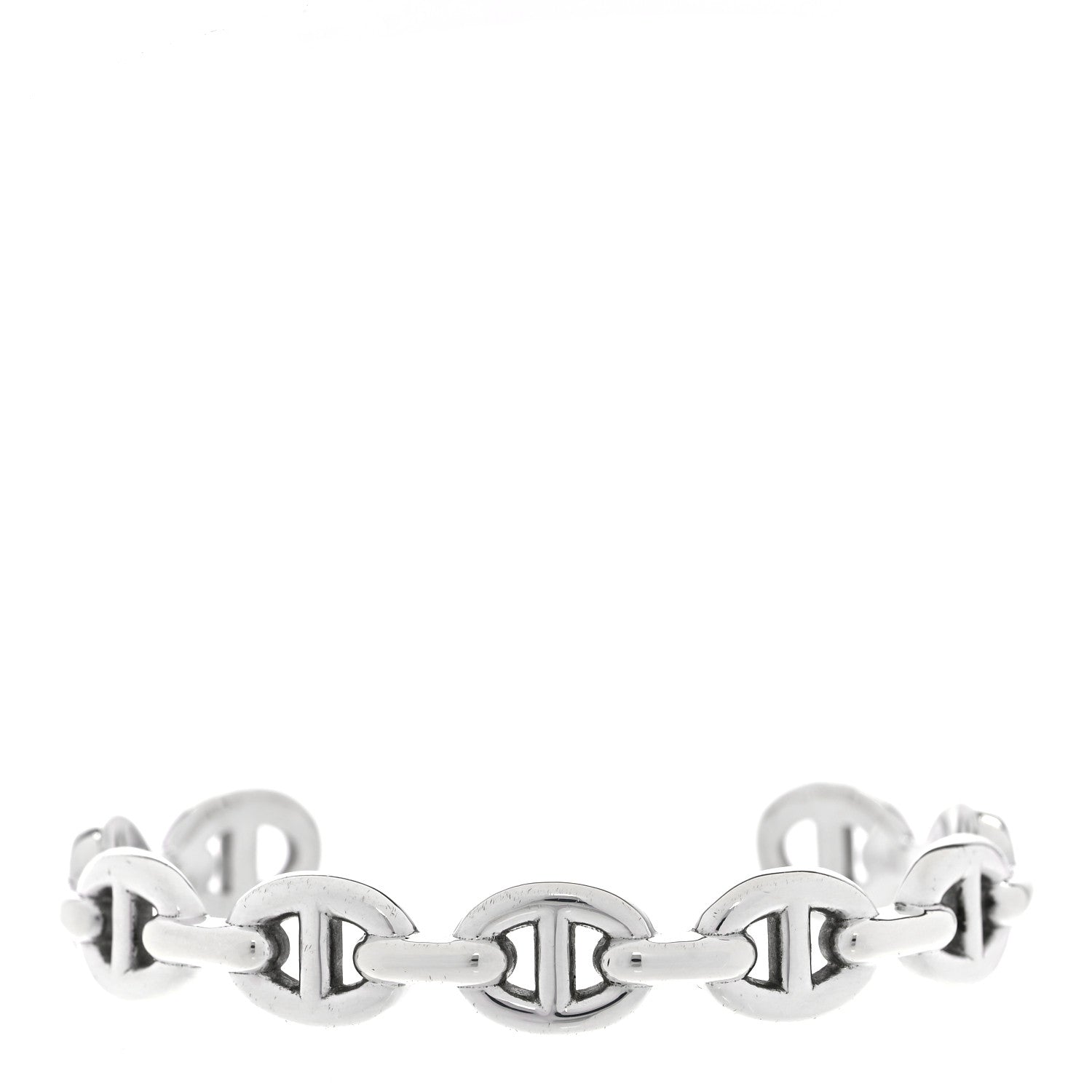 Hermes Sterling Silver MM Chaine d'Ancre Enchainee Cuff Bracelet SH 1 of 12