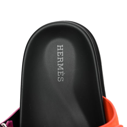 Hermes Suede Goatskin Womens Chypre Sandals 37 Rose Chapas Orange Synthetique 37 7 of 8