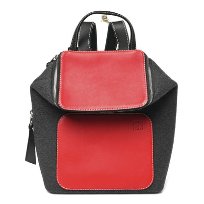 Loewe Wool Sheepskin Goya Grid Backpack Red Blue 1 of 9