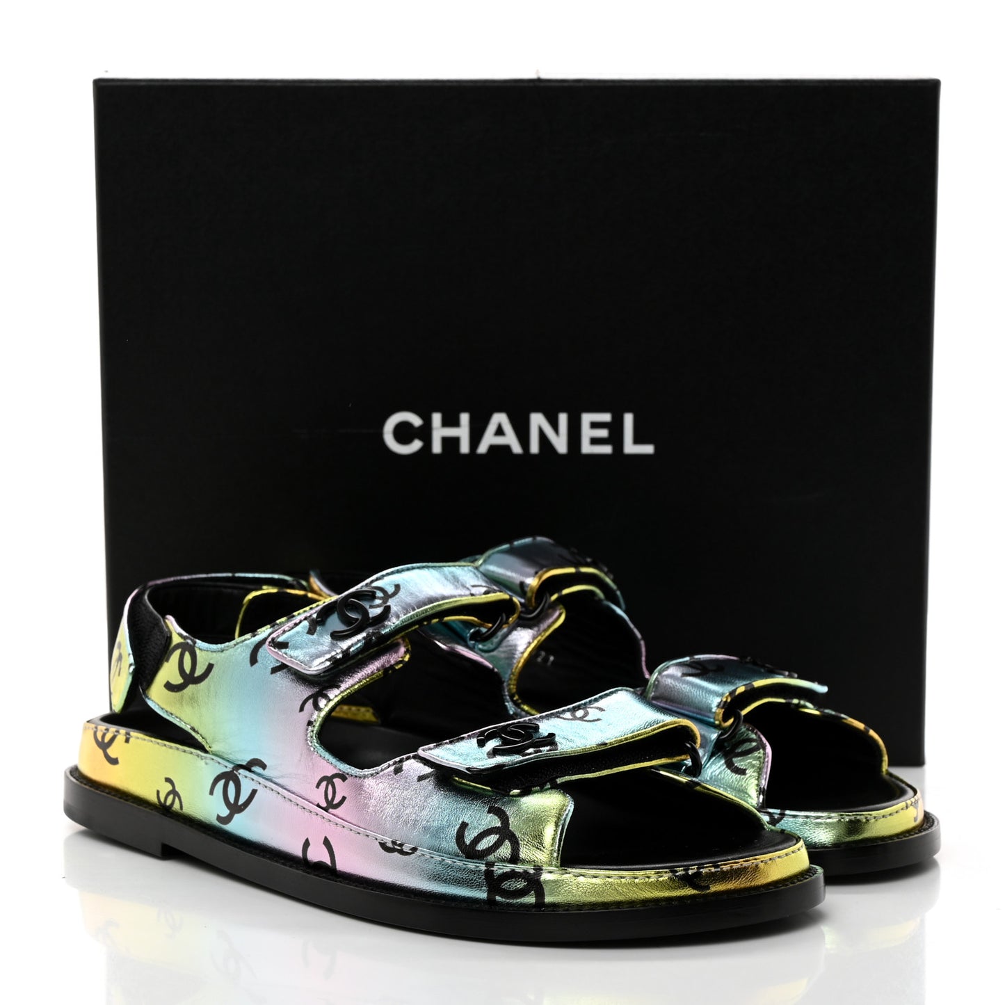 Laminated Lambskin Printed CC Dad Sandals 40 Multicolor