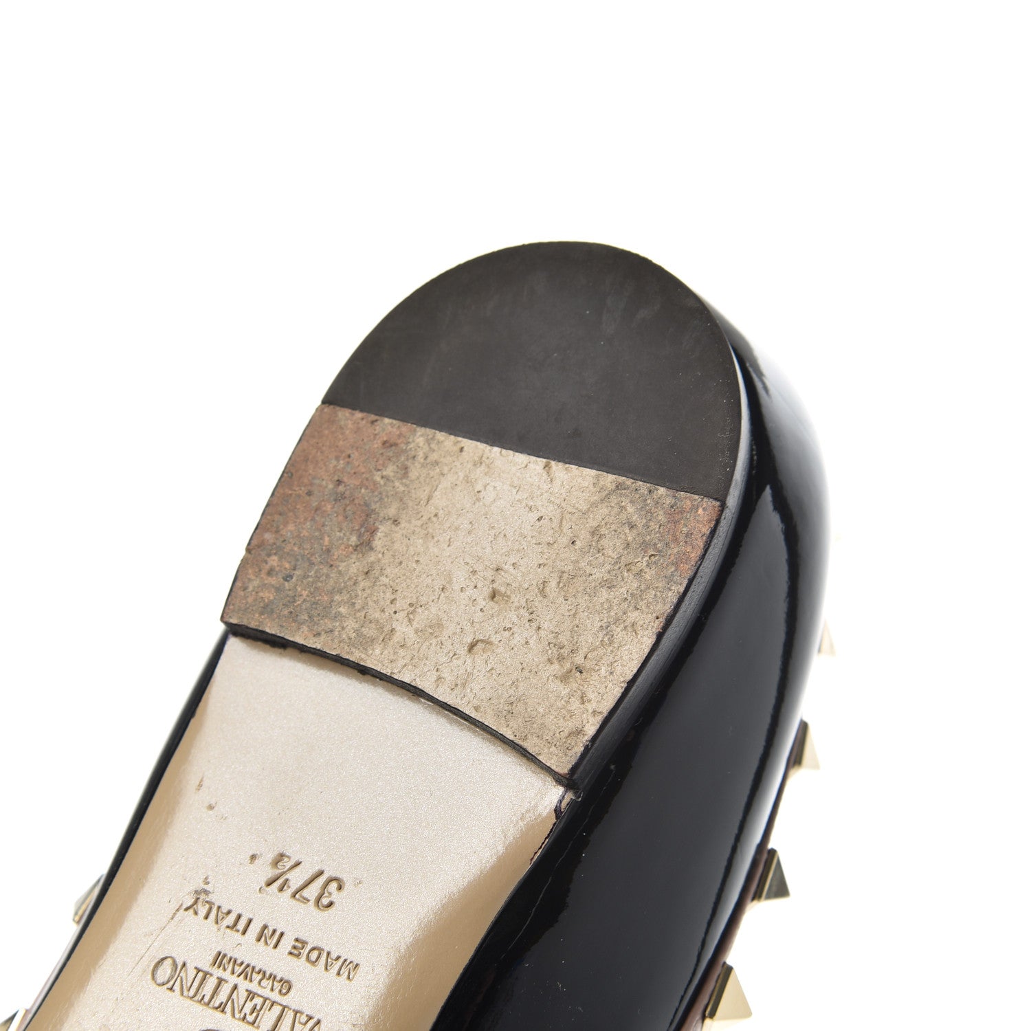 Valentino Garavani Patent Nappa Rockstud Ballerina Flats 37.5 Black Poudre 12 of 14