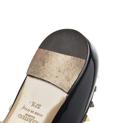 Valentino Garavani Patent Nappa Rockstud Ballerina Flats 37.5 Black Poudre 12 of 14